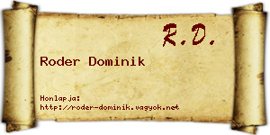 Roder Dominik névjegykártya